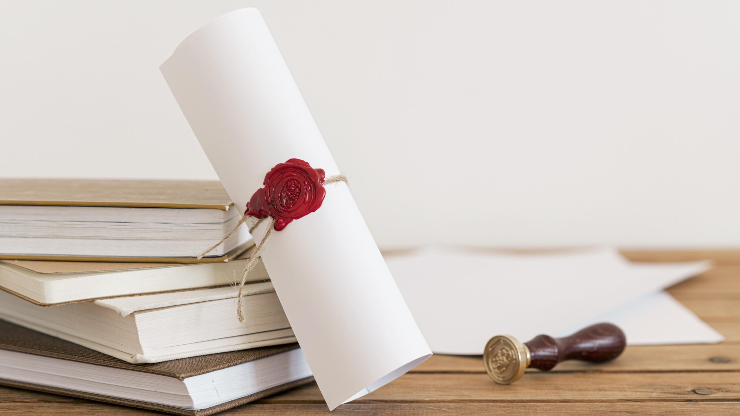 certificate-with-ribbon-bow-office-desk