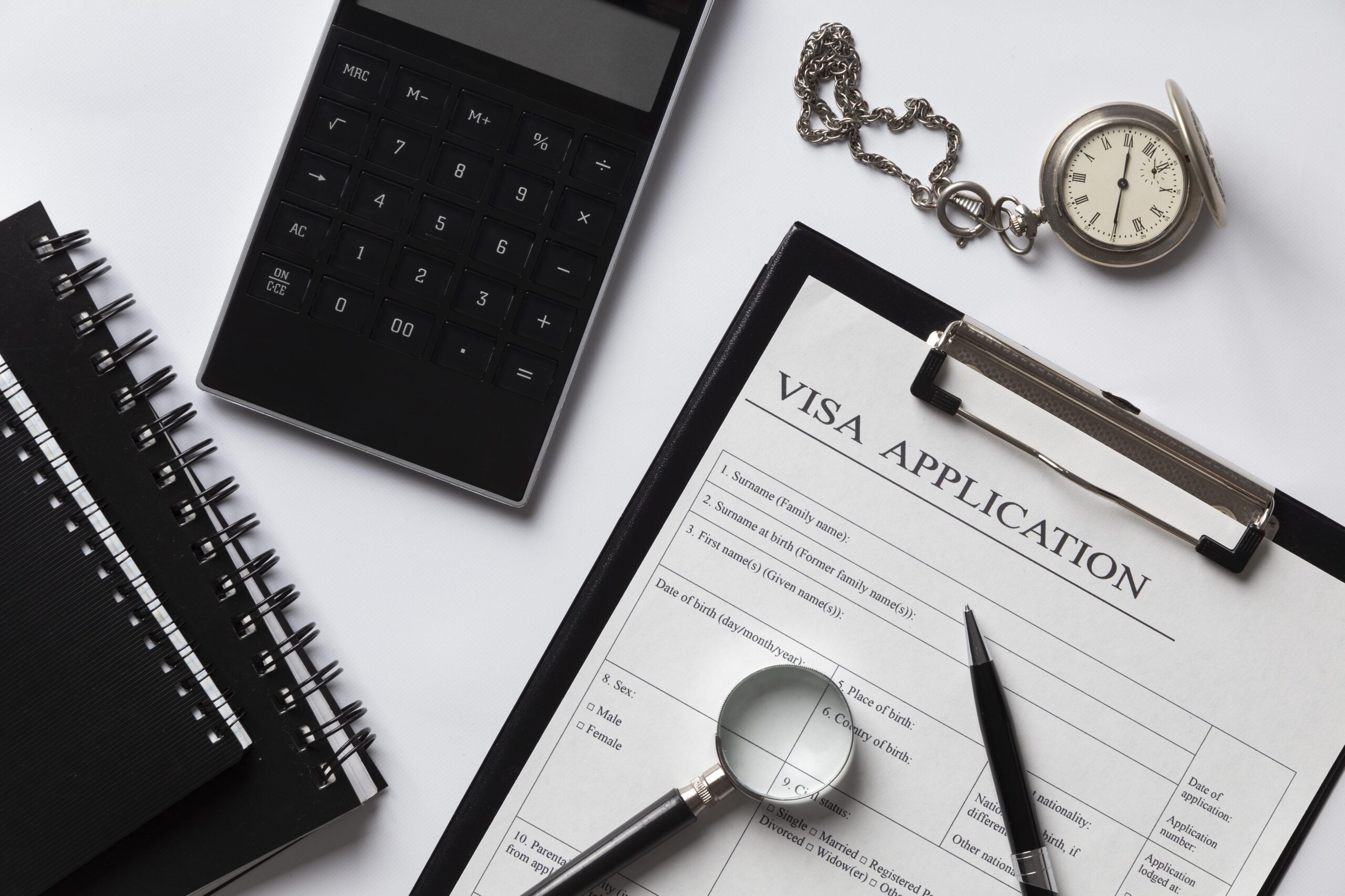 top-view-visa-application-arrangement